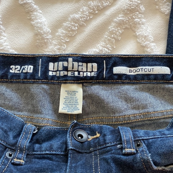 Urban Pipeline Jeans Mens 32x30  Dark Blue Bootcut Denim - 99% cotton/1% spandex - Picture 6 of 8